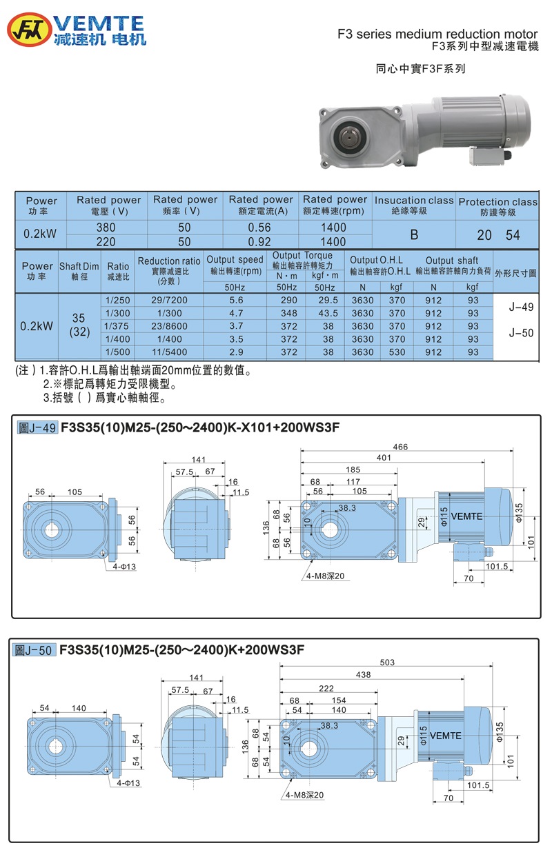 標(biāo)準型大速比帶電機0.2KW-實心軸