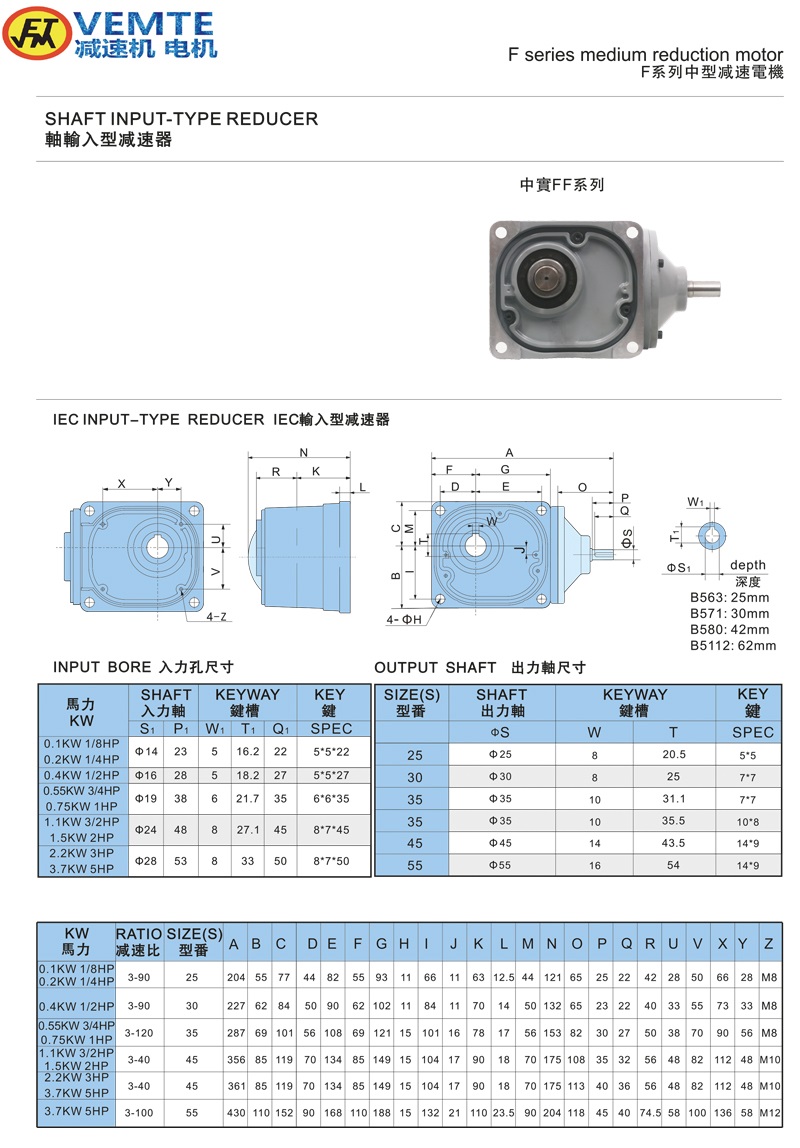 縮框型軸入軸出通用款 0.1-3.7KW